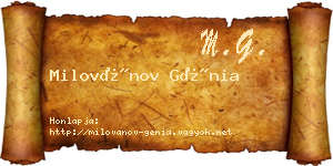 Milovánov Génia névjegykártya